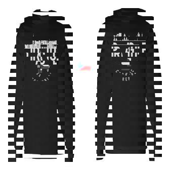 プラハ スカイライン チェコ共和国 国旗 プライド お土産 長袖Tシャツ - Kawaiitshirt