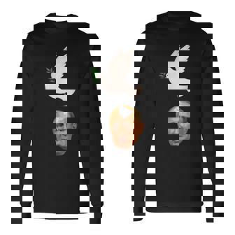 プーチンの頭に平和の鳩の糞、世界は平和を望んでいる 長袖Tシャツ - Kawaiitshirt