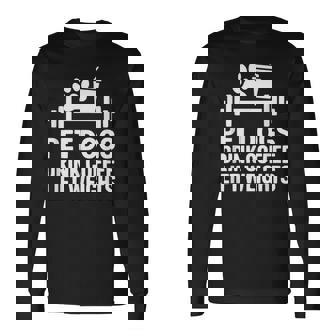 ペット 犬 ドリンク コーヒー リフト ウェイト 面白い ジム ワークアウト 長袖Tシャツ - Kawaiitshirt