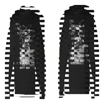 ボストンテリア ドリンク アイスコーヒー 面白い Bostie Dog Meme 長袖Tシャツ - Kawaiitshirt