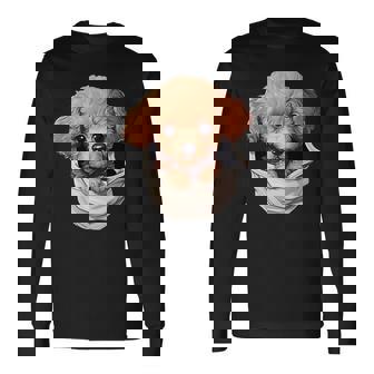 ポケットから覗く トイプードル 可愛い 犬 かわいい 子犬 犬好き 犬の飼い主 愛犬家 メンズ レディース キッズ 長袖Tシャツ - Kawaiitshirt