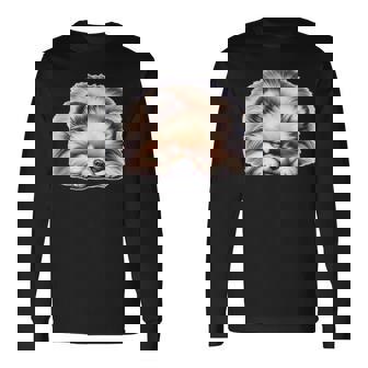 ポメラニアン × ポメラニアン 犬 寝ている 長袖Tシャツ - Kawaiitshirt