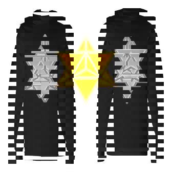 マカバ神聖幾何学ヨガスピリチュアリティ瞑想トレンド 長袖Tシャツ - Kawaiitshirt