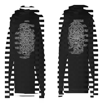 マヤ暦 マヤアステカ メキシコ 太陽 石 古代アステカ 長袖Tシャツ - Kawaiitshirt