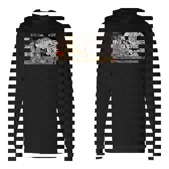 ミツクニ スケルトンスペクターに逆らう 歌川国芳作 長袖Tシャツ - Kawaiitshirt