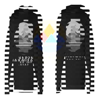 ミニマルなアンナプルナベースキャンプ 山モチーフ ハイキング 長袖Tシャツ - Kawaiitshirt