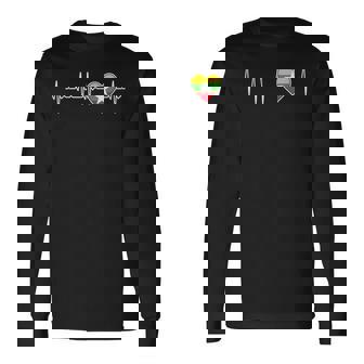 ミャンマー ハートビート ビルマ国旗とハート ラブ 家族 ビルマ 長袖Tシャツ - Kawaiitshirt