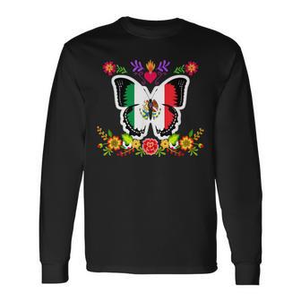 メキシコ独立記念日 バタフライ メキシコ 長袖Tシャツ - Kawaiitshirt
