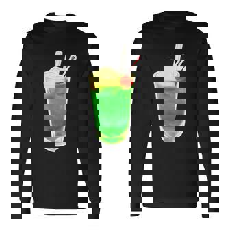 メロンソーダ／クリームソーダ（スイーツ ポップ）夏【サマータイム】昭和レトロ 80S かわいい デザイン 長袖Tシャツ - Kawaiitshirt