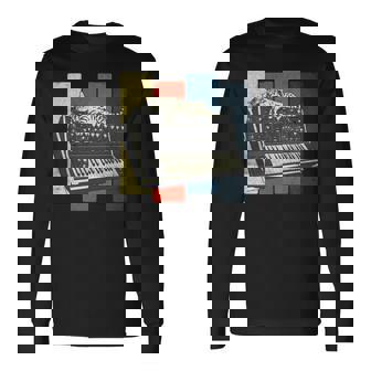 モジュラー シンセサイザー キーボード テクノ ビンテージ アナログ 猫 長袖tシャツ 長袖Tシャツ - Kawaiitshirt