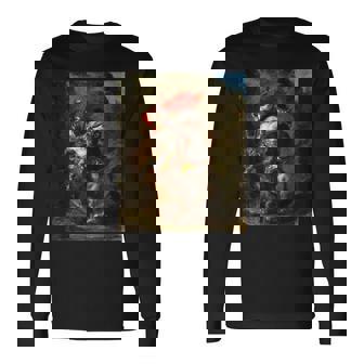 ライオンに襲われたアラブの騎手1850年ウジェーヌ・ドラクロワ 長袖Tシャツ - Kawaiitshirt