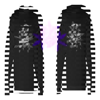 ライラック イニシャル H モノグラム パープル フローラル 長袖Tシャツ - Kawaiitshirt