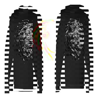 ラスタレゲエミュージックヘッドフォンジャマイカンルーツプライドライオン 長袖Tシャツ - Kawaiitshirt