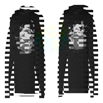 リラックス竹林ぽっちゃりパンダ美学 長袖Tシャツ - Kawaiitshirt