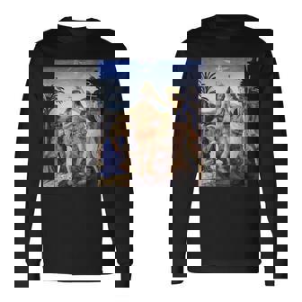 レオナルド ダヴィンチ 面白いtシャツ アート キリストの洗礼 聖書 絵画 メンズ 面白い 服 美術 ネタ 長袖Tシャツ - Kawaiitshirt