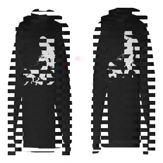 レトロ ビッグフット ウォーキング ジャーマンシェパード 犬 おもしろい サスカッチ 長袖tシャツ 長袖Tシャツ - Kawaiitshirt