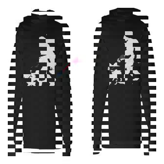 レトロ ビッグフット ウォーキング パピヨン 犬 面白い サスカッチ 長袖tシャツ 長袖Tシャツ - Kawaiitshirt