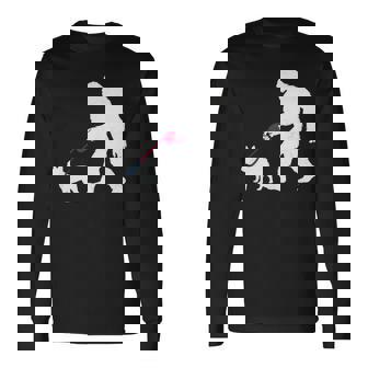 レトロ ビッグフット ウォーキング フレンチブルドッグ ファニー サスカッチ 長袖tシャツ 長袖Tシャツ - Kawaiitshirt