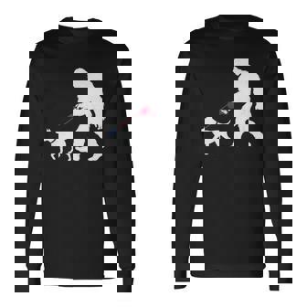 レトロ ビッグフットウォーキング 杖 コルソ 犬 面白い サスカッチ 長袖tシャツ 長袖Tシャツ - Kawaiitshirt