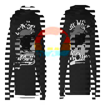 レトロ 面白い カピバラ Don't Worry Be Capy 長袖Tシャツ - Kawaiitshirt