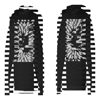 レトロなカラスの美学 日本の旭日旗 黒カラス 長袖Tシャツ - Kawaiitshirt