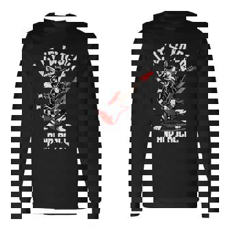 ロックンロール キャット ギタリスト ヴィンテージ ロック&ロール キャット ギター 長袖Tシャツ - Kawaiitshirt