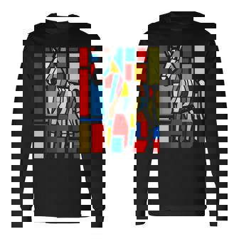 ロバ カラフル 動物 グラフィック アートワーク ロバ 長袖Tシャツ - Kawaiitshirt