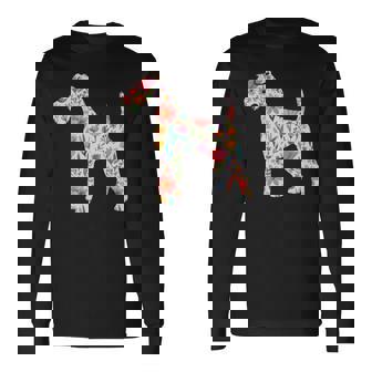 ワイヤーフォックステリア 水彩フラワーデザイン 長袖tシャツ 長袖Tシャツ - Kawaiitshirt