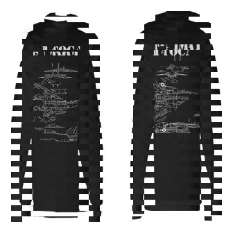 ヴィンテージ ホワイト F14 トムキャット 飛行機 スケマティック F-14 ジェット 長袖tシャツ 長袖Tシャツ - Kawaiitshirt