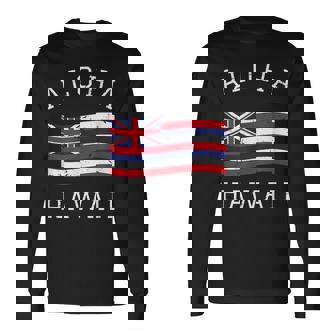 ヴィンテージ アロハ州 ハワイ国旗 ハワイアン 旗 メンズ レディース 長袖Tシャツ - Kawaiitshirt