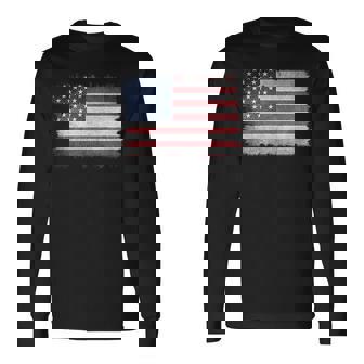 ヴィンテージ 星条旗 スタイリッシュ シンプルデザイン 長袖Tシャツ - Kawaiitshirt