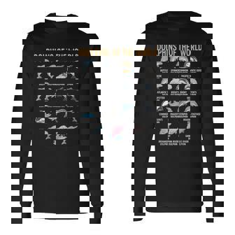 世界のイルカ 種チャート 教育 海洋生物 長袖Tシャツ - Kawaiitshirt