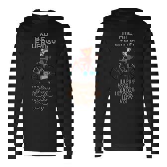 世界自転車の日 モンキーライディングバイク好き 面白いバイク 長袖Tシャツ - Kawaiitshirt