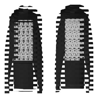 佐渡島《総柄・モノグラム》地図【47都道府県】佐渡ヶ島 ジモティ 地元愛 お土産 面白 長袖Tシャツ - Kawaiitshirt