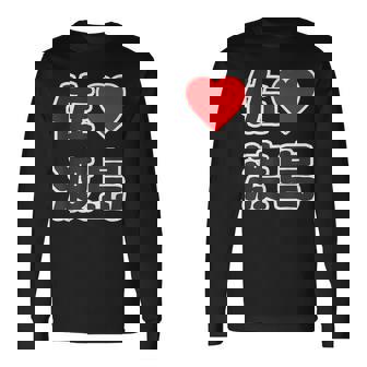 佐渡島・ラブ（I Love アイラブ）大きな文字 ハート Big【47都道府県】佐渡ヶ島 ジモティ お土産 面白 長袖Tシャツ - Kawaiitshirt