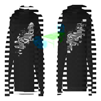 卓球 おもしろビール ピンポン 長袖Tシャツ - Kawaiitshirt