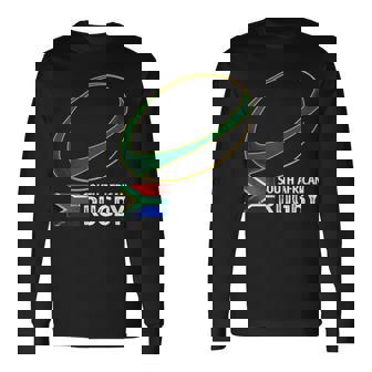 南アフリカラグビー南アフリカ国旗 長袖Tシャツ - Kawaiitshirt