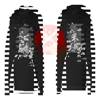 古代日本の桜 侍刀 長袖Tシャツ - Kawaiitshirt