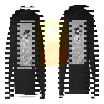 喜多川歌麿「婦女人相十品 ポペンを吹く娘」 長袖Tシャツ - Kawaiitshirt