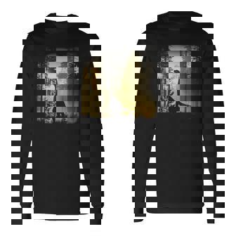 夜明けの竜脚類恐竜の森 リアルなグラフィックデザイン 長袖Tシャツ - Kawaiitshirt