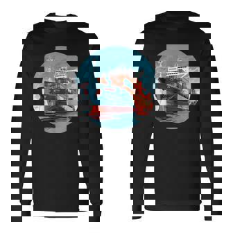 大型輸送船 カーゴコンテナ船愛好家向け 長袖Tシャツ - Kawaiitshirt