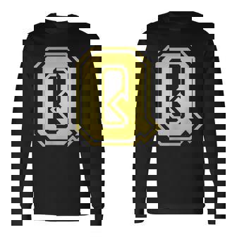 大文字 Q プリントされた明るいスタイルのデザイン。 長袖Tシャツ - Kawaiitshirt