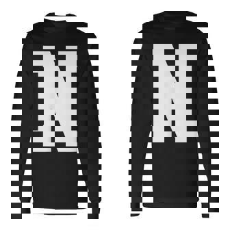 大文字nアルファベットモノグラムイニシャル 長袖Tシャツ - Kawaiitshirt