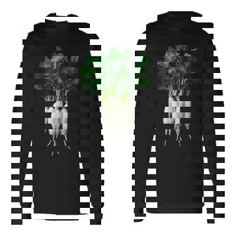 大根 野菜 グラフィックアート 大根 長袖Tシャツ - Kawaiitshirt