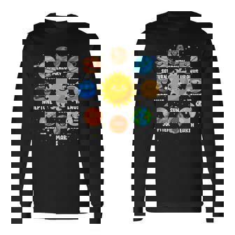 太陽系 9つの惑星 かわいい惑星 恋人 宇宙 天文学 長袖Tシャツ - Kawaiitshirt