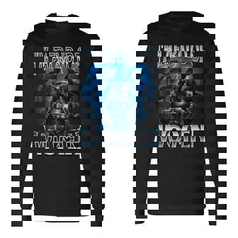 女が怖い狼アルファ・ウルフ・ミーム・クリンジ・ビアード 長袖Tシャツ - Kawaiitshirt