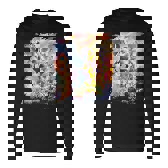 宇宙の銀河猫とユニコーン ペガサス 長袖Tシャツ - Kawaiitshirt