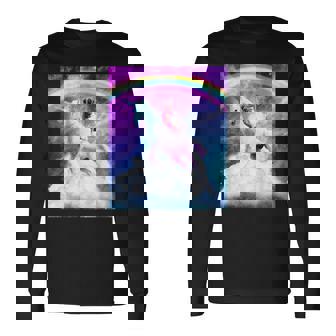 宇宙パグ 雲の上のレインボーユニコーン 長袖Tシャツ - Kawaiitshirt