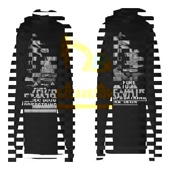 将来の掘削機オペレーターが重機ファンのトレーニングに参加。 長袖Tシャツ - Kawaiitshirt