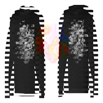 心臓超音波検査者ギフト 心臓専門医ギフト ハートフラワー 長袖Tシャツ - Kawaiitshirt